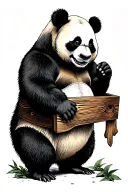 standing panda holding tattoo design idea