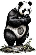 standing panda holding tattoo design idea