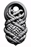 Semeteric pattern stylized stucco molding with knitting in a circle tattoo design idea