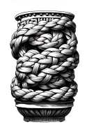 Semeteric pattern stylized stucco molding with knitting in a circle tattoo design idea