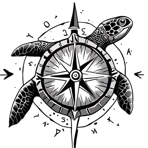 Sea Turtle Compass tattoo design idea