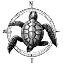 Sea Turtle Compass tattoo design idea