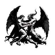 angel fighting demon tattoo design idea