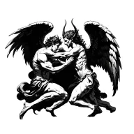 angel fighting demon tattoo design idea