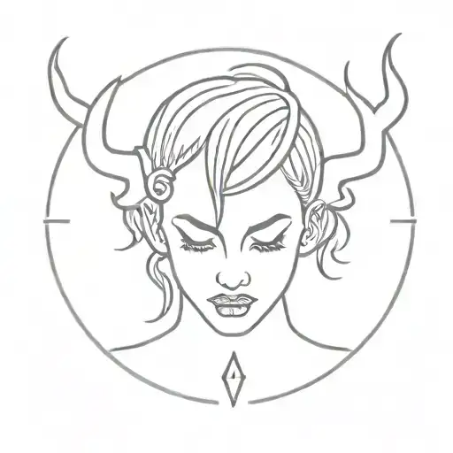 female devil horns tattoo design idea