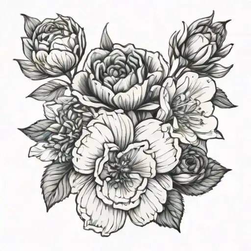 April January and august birth flowers tattoo design idea