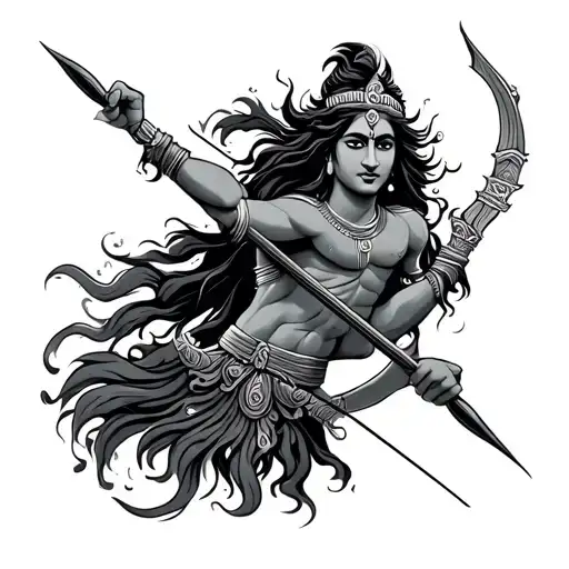 Arjuna written with bow and arrow tattoo design idea