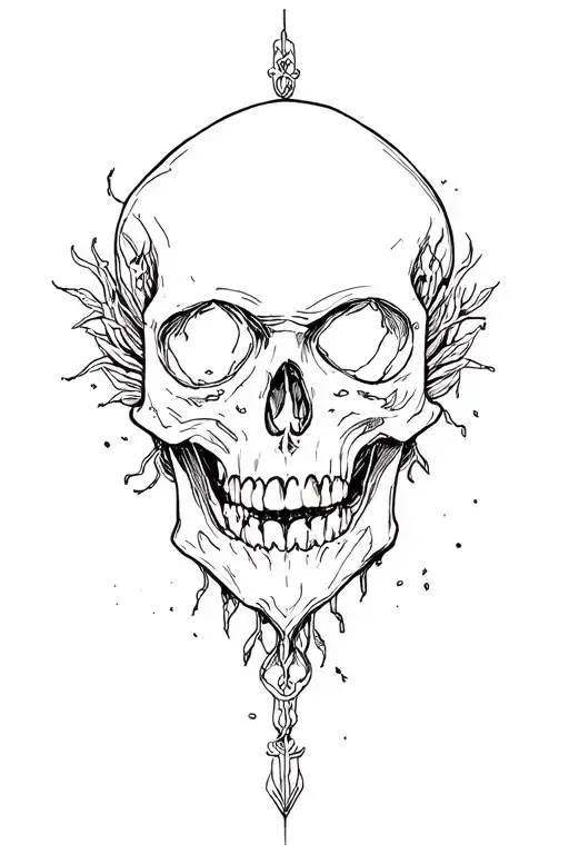 skull, bad omens death of peace tattoo design idea