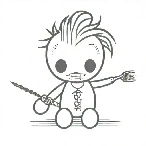 voodoo doll with comb over tattoo design idea