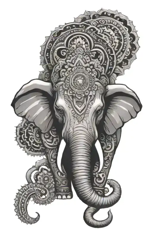 mandala elephant head tattoo design idea
