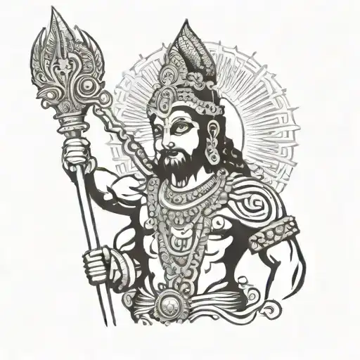 god Murugan with his spear tattoo design idea