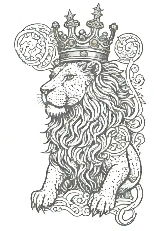 lion wearing a crown tattoo design idea