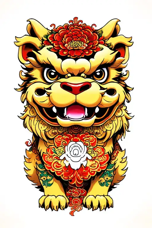 traditional chinese tattoo with a foo dog at base protecting my family 4 sisters 2 brothers mom and dad passed away  tattoo design idea