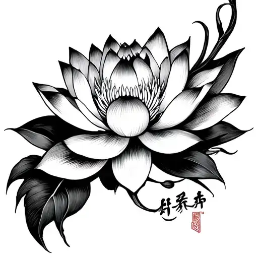 Infinance, two dog paws, Nam Myoho Renge Kyo, Pusteblume, Lotus flower tattoo design idea