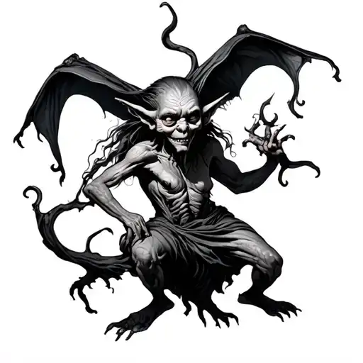 goblin dance macabre tattoo design idea