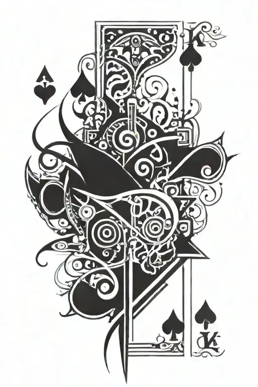 tribal, cards, risk, rich tattoo design idea