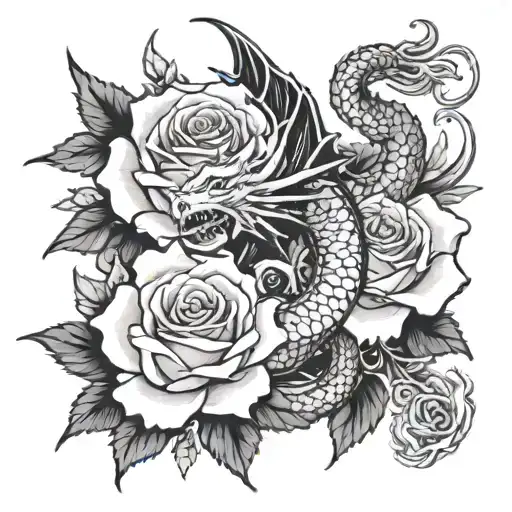 roses dragon bible quote tattoo design idea