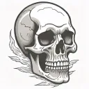 skull cartoon simple outline comic book style looking up tattoo design idea