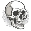 skull cartoon simple outline comic book style looking up tattoo design idea