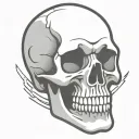 skull cartoon simple outline comic book style looking up tattoo design idea