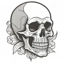skull cartoon simple outline comic book style looking up tattoo design idea