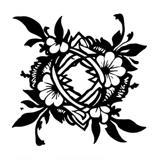 fairy tail anime symbol outline with flowers intertwined tattoo design idea