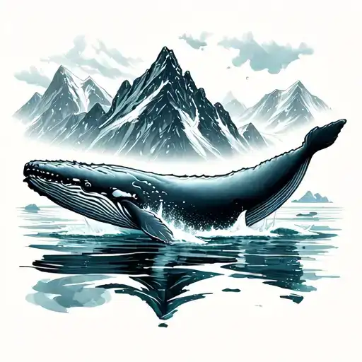 greenland sea whale mountains icebergs tattoo design idea
