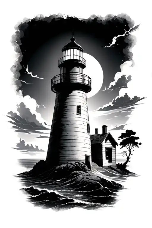 light house tattoo design idea