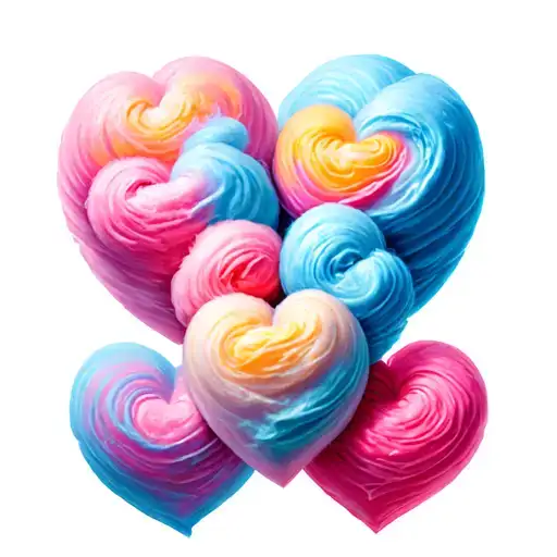 cotton candy hearts overlapping tattoo design idea