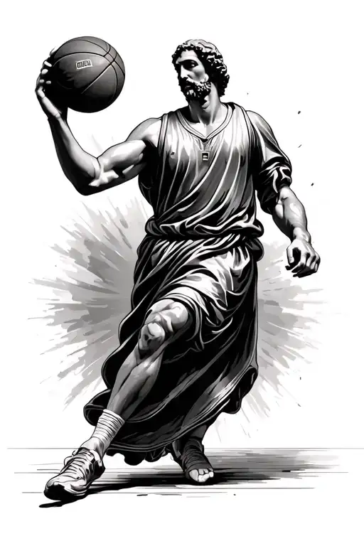 Saint Peter playing basketball tattoo design idea