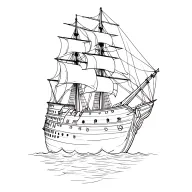 The Black Pearl Pirate Ship sailing tattoo design idea