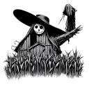 scarecrow cornfield barn tattoo design idea