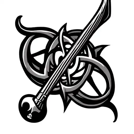 A music stave and Celtic irish tribal symbols tattoo design idea