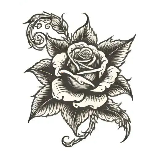 roses fire tattoo design idea