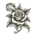 roses fire tattoo design idea