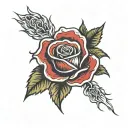 roses fire tattoo design idea