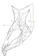 wider x's in a line down the torso to the crotch area. x's are in a stitches-like pattern, but not close together.  tattoo design idea