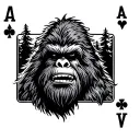 Sasquatch playing cards tattoo design idea