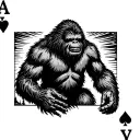 Sasquatch playing cards tattoo design idea