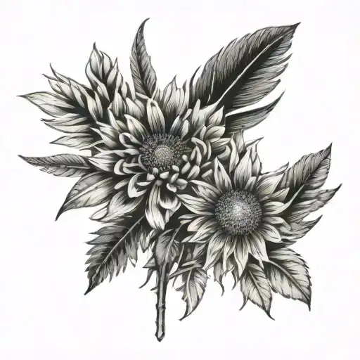 Indian blanket flower and Bluebonnet flower and a Indian feather  tattoo design idea