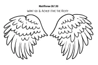 I want the verse “Matthew 28:20” and the name “Ricky” incorporated, as well as a simple outline of angel wings tattoo design idea