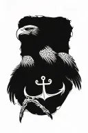 eagle skeleton, map and anchor tattoo design idea
