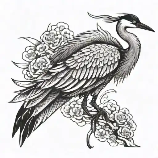 Crane Japanese tattoo design idea
