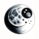 minimalist design featuring a moon that combines the waxing crescent and waning gibbous moon phases tattoo design idea