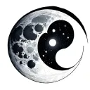 minimalist design featuring a moon that combines the waxing crescent and waning gibbous moon phases tattoo design idea