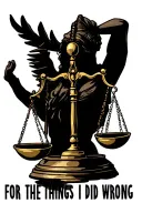 "FOR THE THINGS I DID WRONG" a set of scales symbolizing justice tattoo design idea