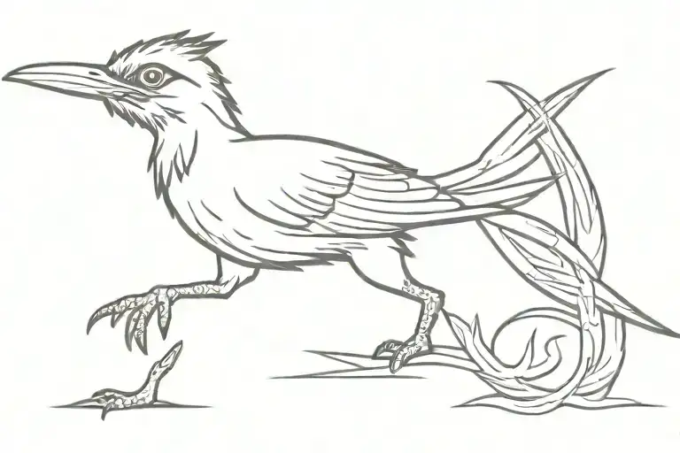 roadrunner sword tattoo design idea