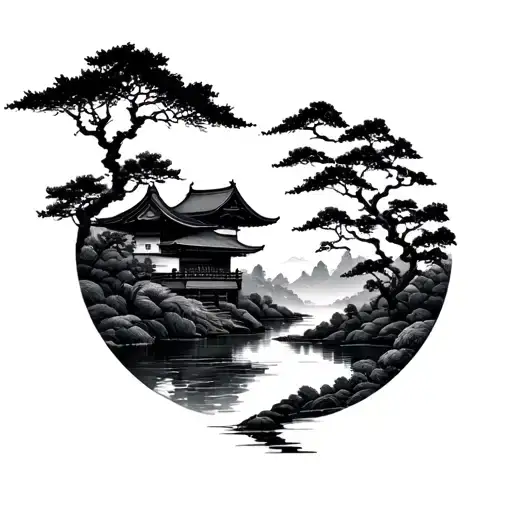 Japanese Scenery tattoo design idea