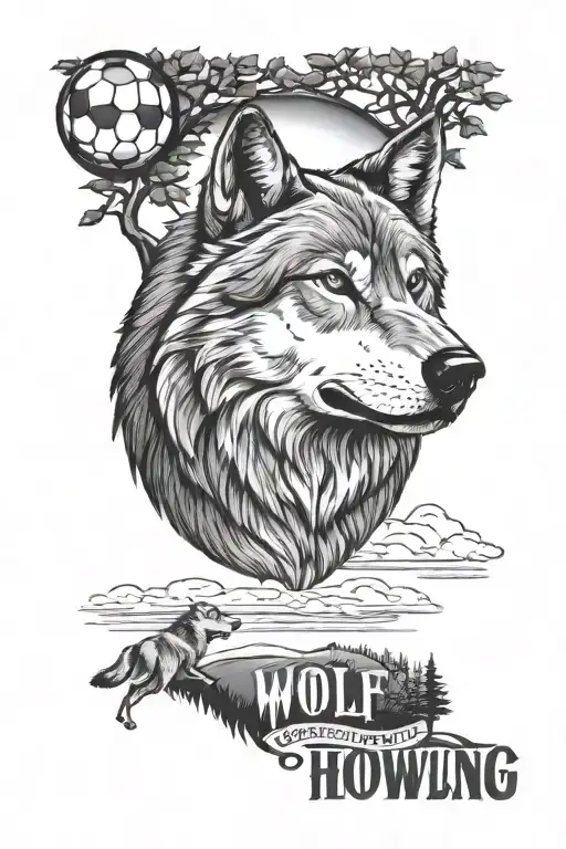 wolf howling and football cr7 quote and family tree tattoo design idea