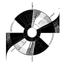 Design Concept: Concentric Circles with Morse Code Arcs using `..- -- ..- -` and `-. .. ... .- -.` Make it look Minimali tattoo design idea